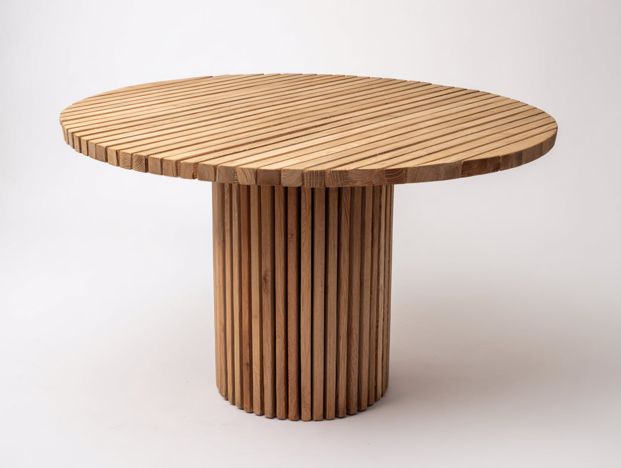 Gartentisch-Massivholz-145x145x75 cm-Natur-Modernes Säulen-Design