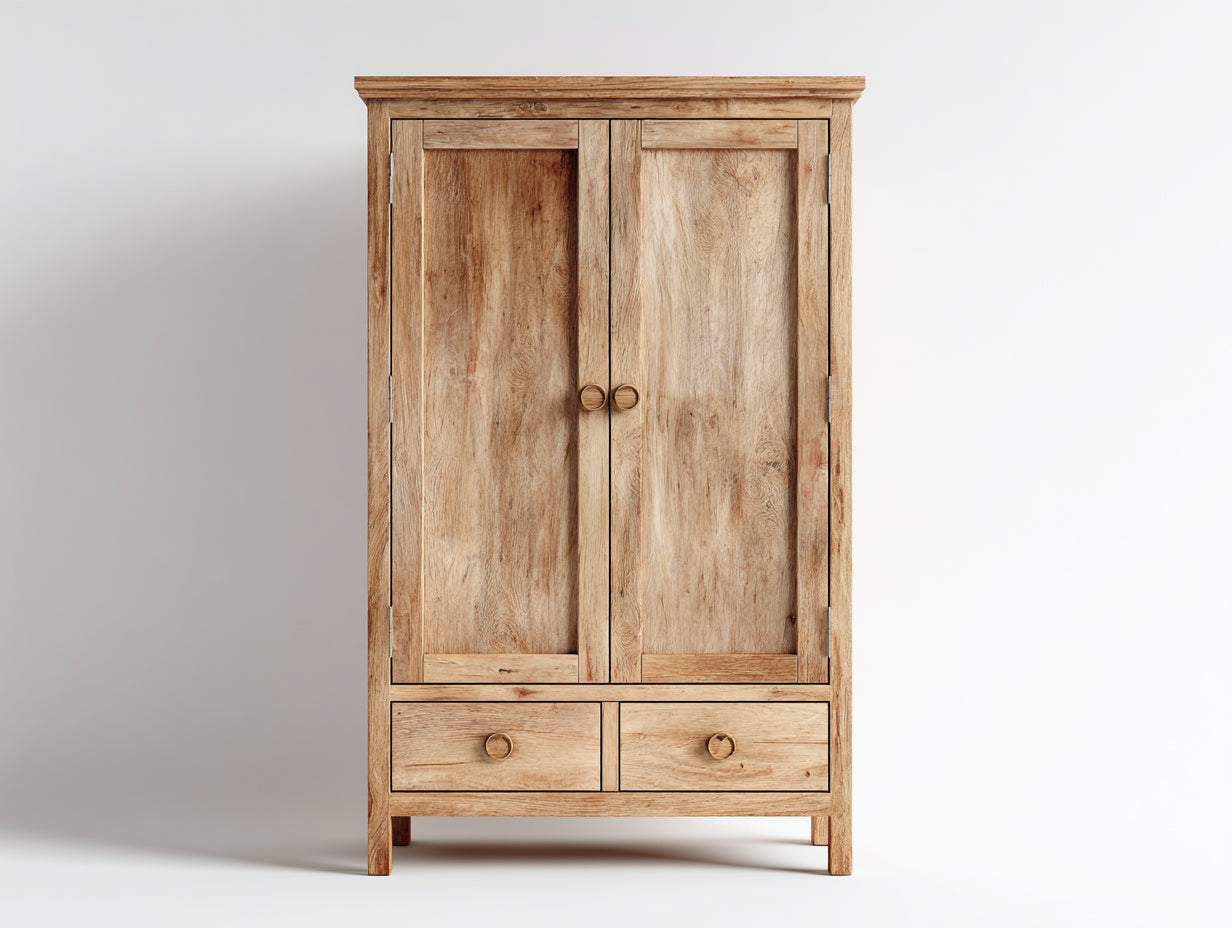 Kleiderschrank-Massivholz-110x55x178 cm-Natur-Rustikal