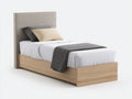 Einzelbett-Holz-Stoff-206x103x113 cm-Natur-Grau-Modernes Design