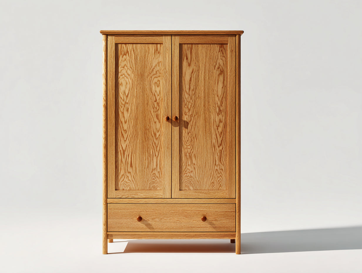 Kleiderschrank-Massivholz-102x52x174 cm-Natur-Klassisch