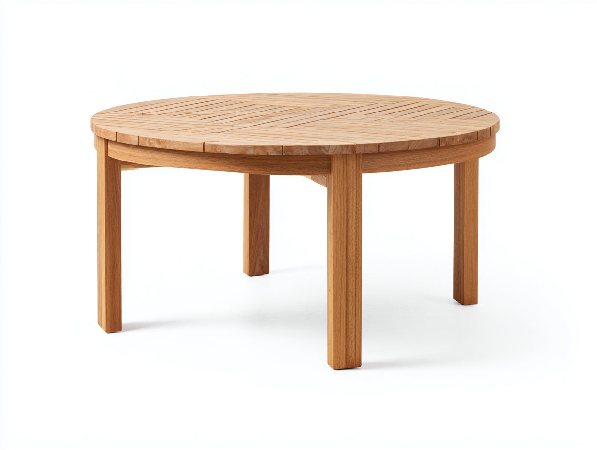 Gartentisch-Massivholz-130x130x76 cm-Natur-Modernes Latten-Design
