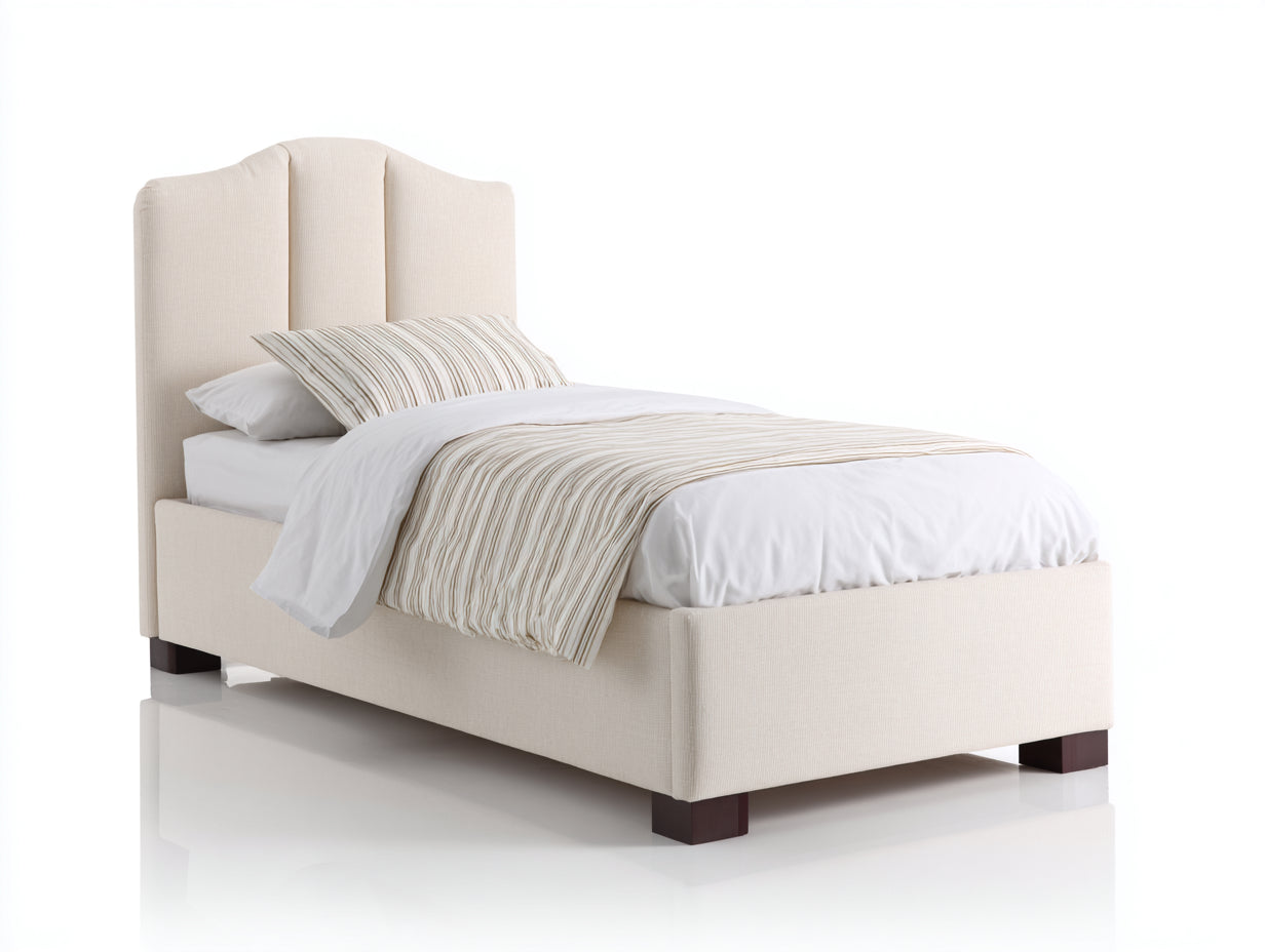 Einzelbett-Stoff-Holz-206x104x121 cm-Beige-Klassisches Design