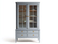 Vitrinen-Holz-Glas-118x45x185 cm-Grau-Klassisches Design