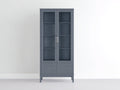 Vitrinen-Holz-Glas-80x35x172 cm-Blaugrau-Modernes Design