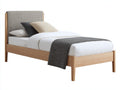 Einzelbett-Holz-Stoff-206x102x111 cm-Natur-Grau-Skandinavisches Design