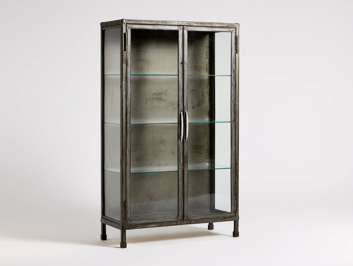 Vitrinen-Metall-Glas-95x40x180 cm-Dunkelgrau-Industrial Design
