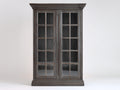 Vitrinen-Holz-Glas-112x43x192 cm-Dunkelgrau-Rustikales Design