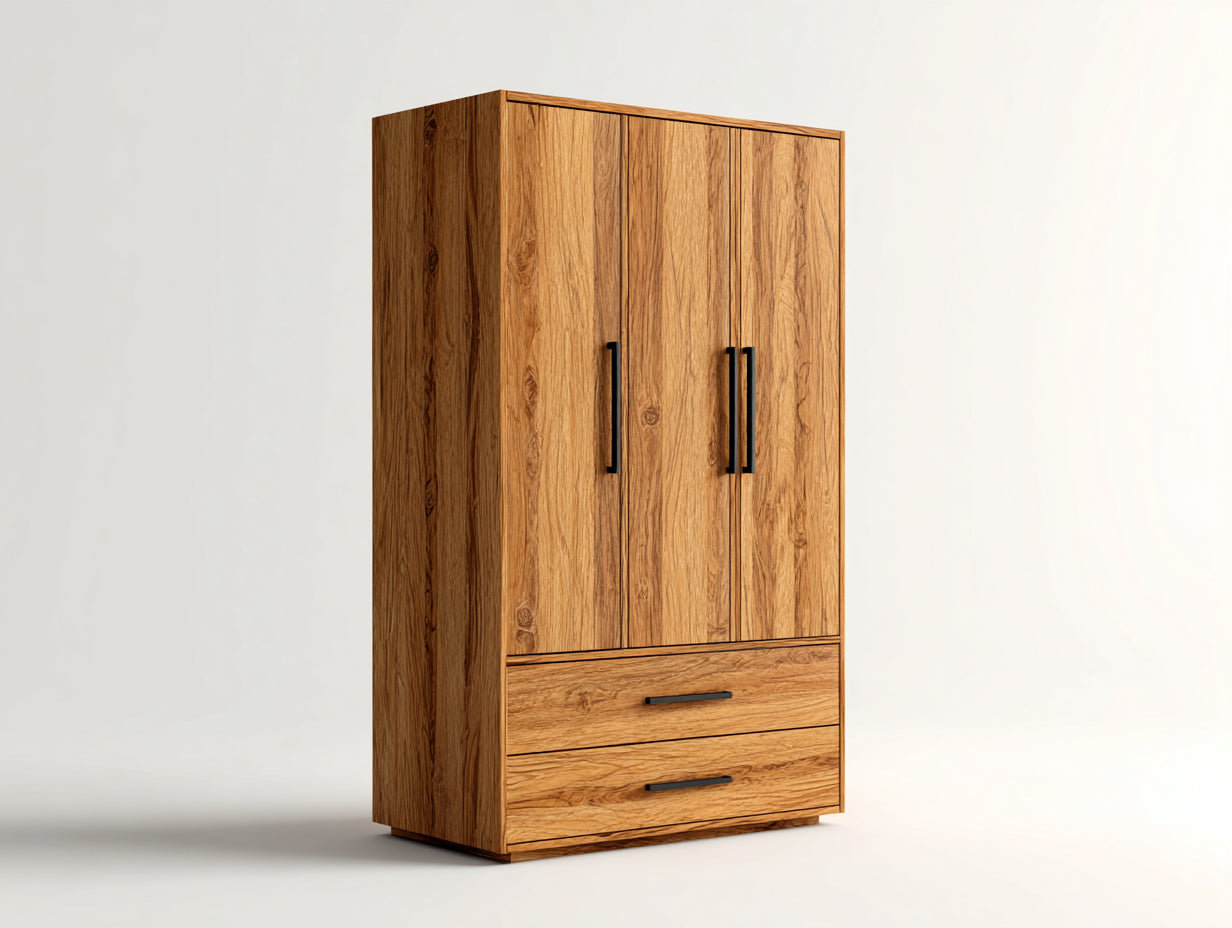 Kleiderschrank-Holzwerkstoff-124x58x188 cm-Natur-Modern