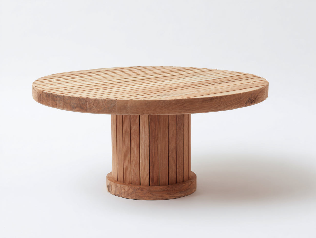 Gartentisch-Massivholz-150x150x75 cm-Natur-Modernes Säulen-Design