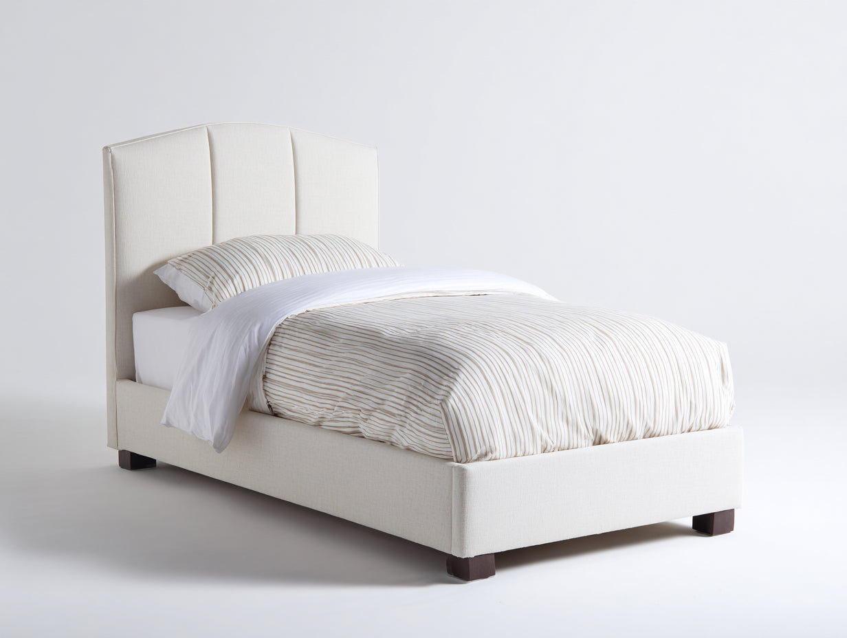 Einzelbett-Stoff-Holz-207x105x116 cm-Beige-Modernes Design