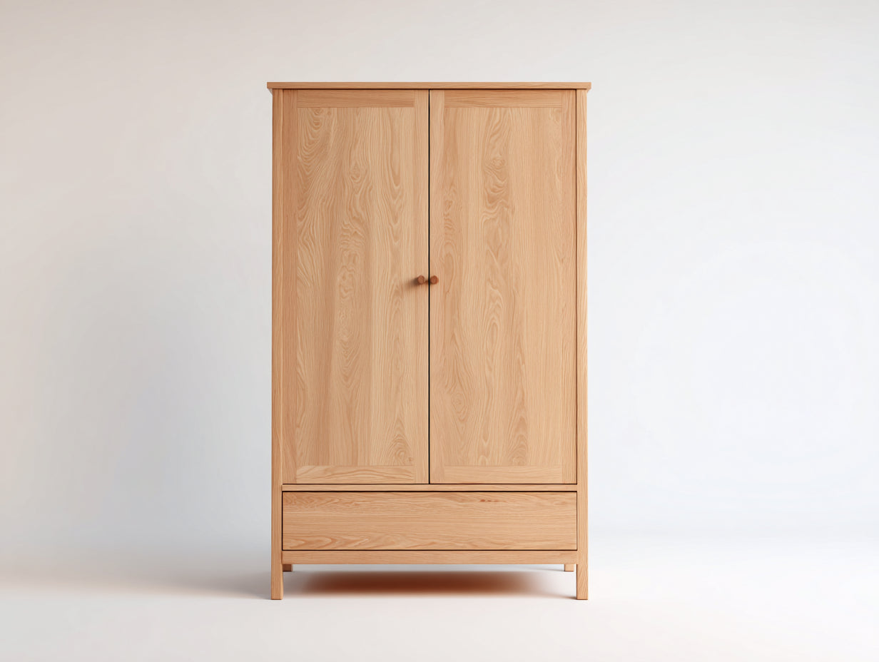 Kleiderschrank-Massivholz-108x54x184 cm-Natur-Skandinavisch