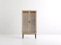 Vitrinen-Holz-Glas-Metall-76x35x152 cm-Natur-Schwarz-Modernes Design