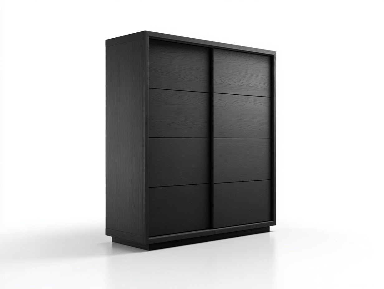 Kleiderschrank-Holzwerkstoff-154x61x188 cm-Schwarz-Modern