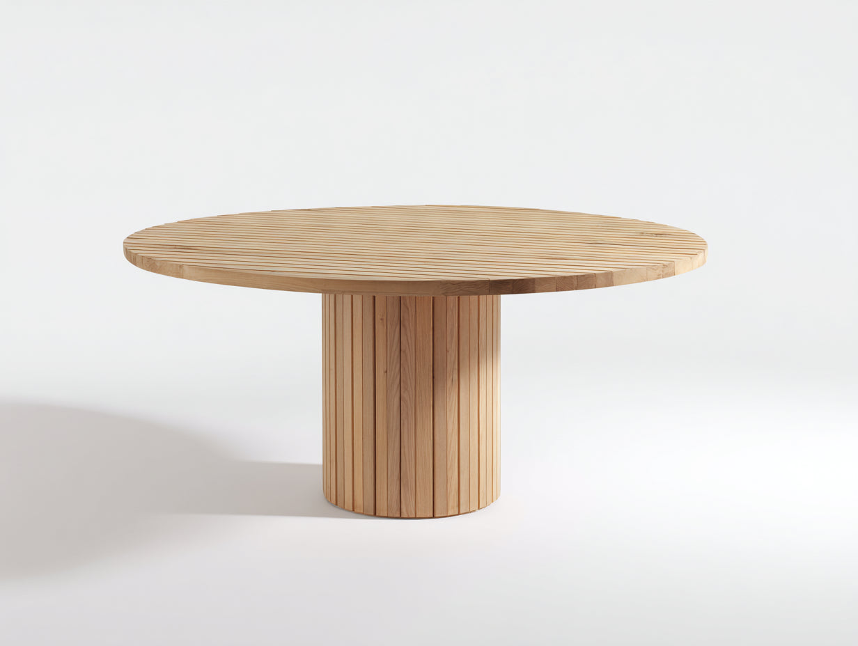 Gartentisch-Massivholz-140x140x75 cm-Natur-Modernes Säulen-Design