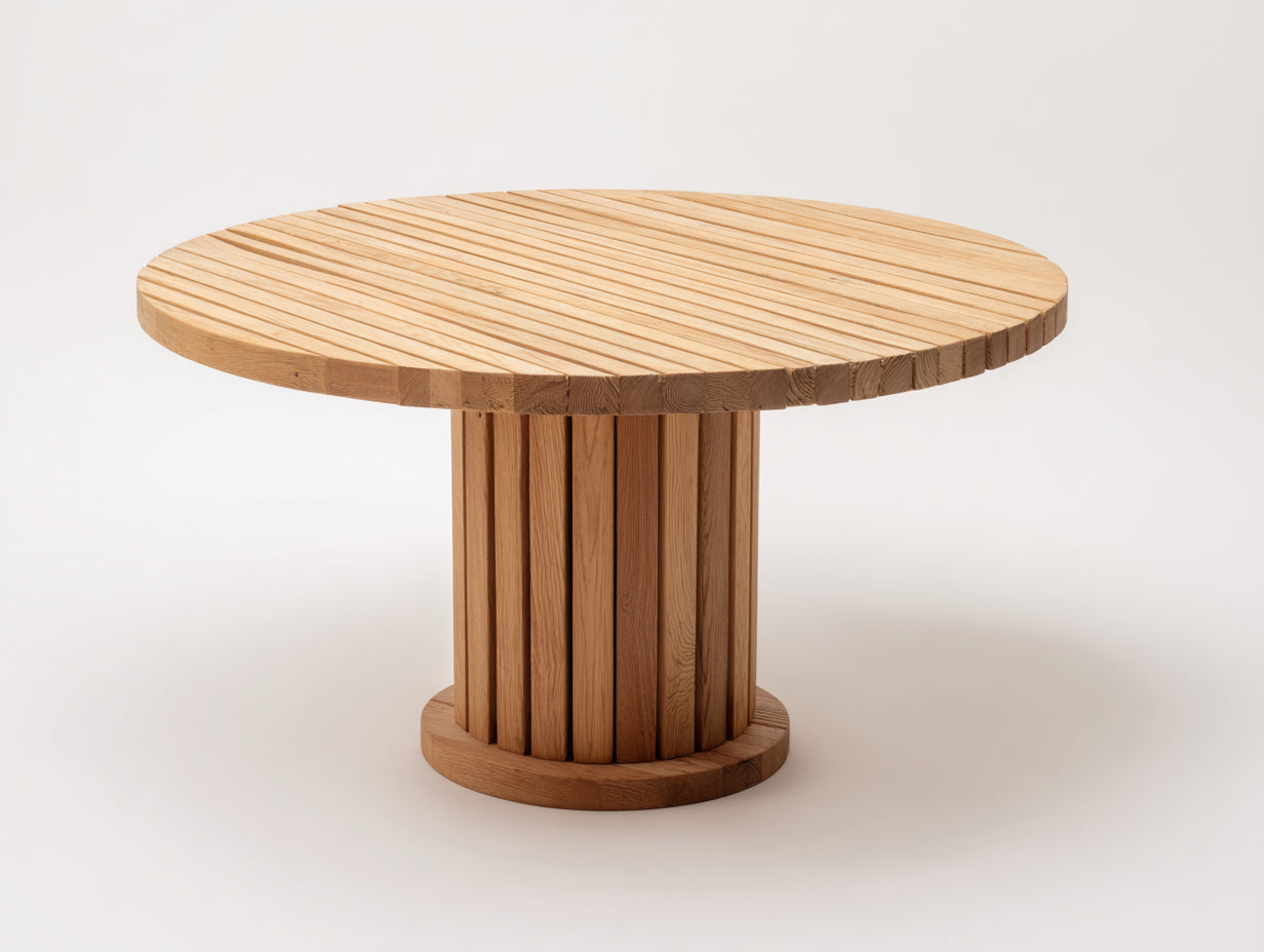 Gartentisch-Massivholz-130x130x75 cm-Natur-Modernes Säulen-Design