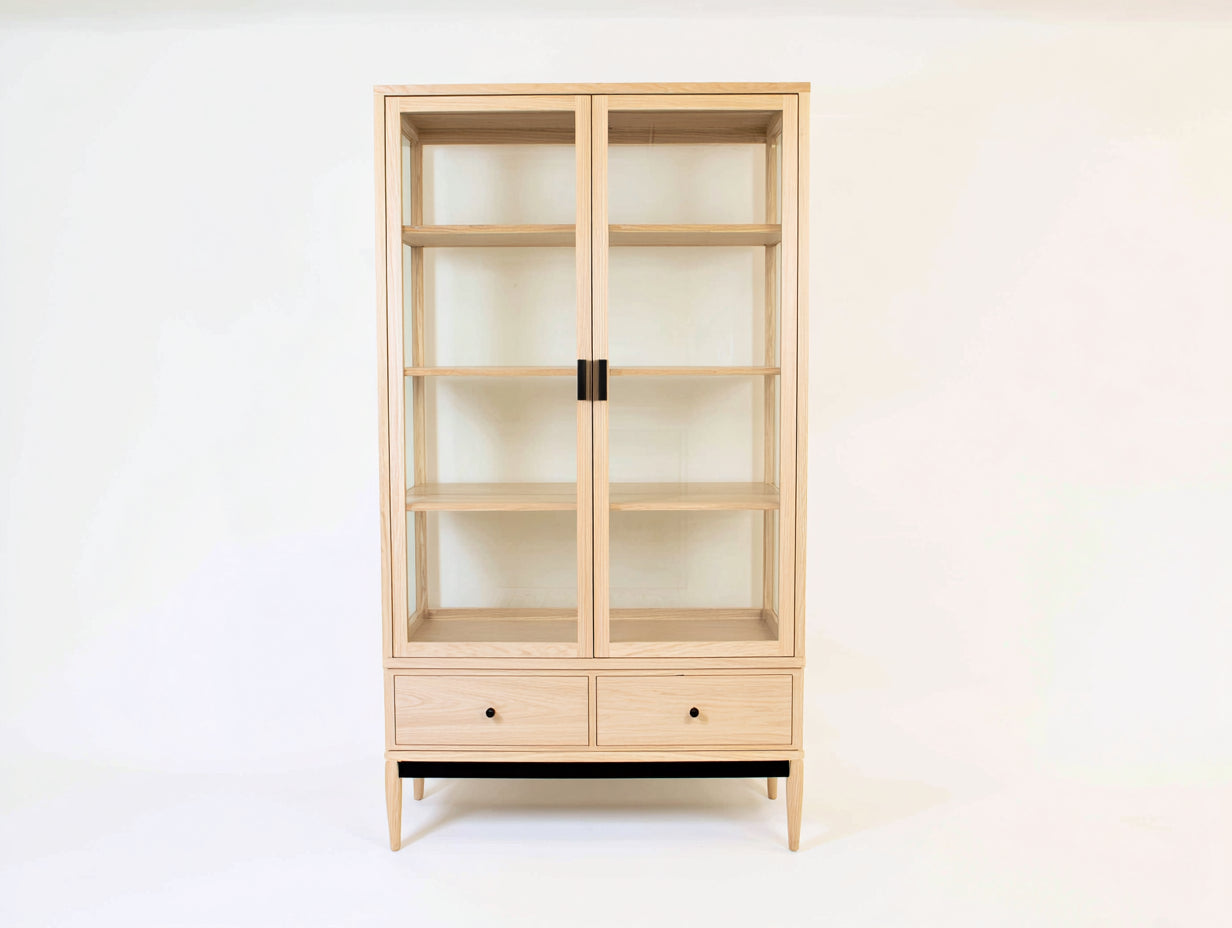 Vitrinen-Holz-Glas-105x42x178 cm-Natur-Schlichtes Design