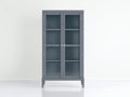 Vitrinen-Holz-Glas-84x37x170 cm-Blaugrau-Modernes Design